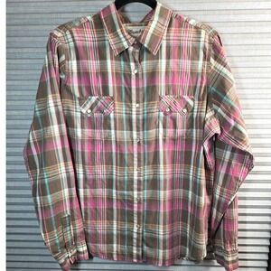Wrancher by Wrangler Western Snap Shirt Womens Plus Size XXL 2X 2XL Pink Plaid